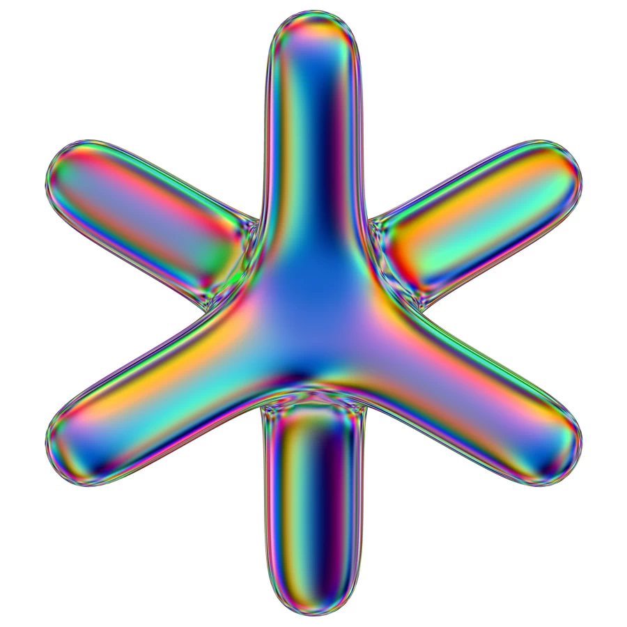 潮流酸性全息金属镭射机能彩虹3D立体几何图形png免抠图片素材【078】